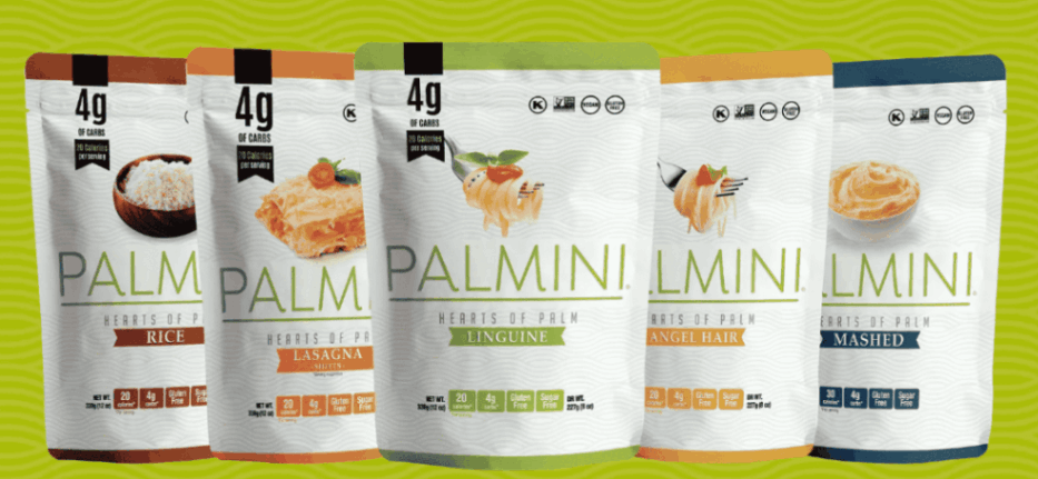 Palmini hearts of palm pasta packs featuring rice, linguine, and lasagna sheets, a top low carb and keto pasta alternative.
