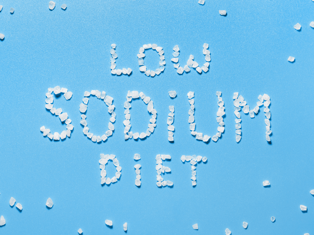 image of low sodium diet text against blue background