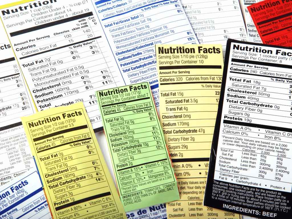 nutrition labels showing calorie and ingredient details for identifying gluten free products.
