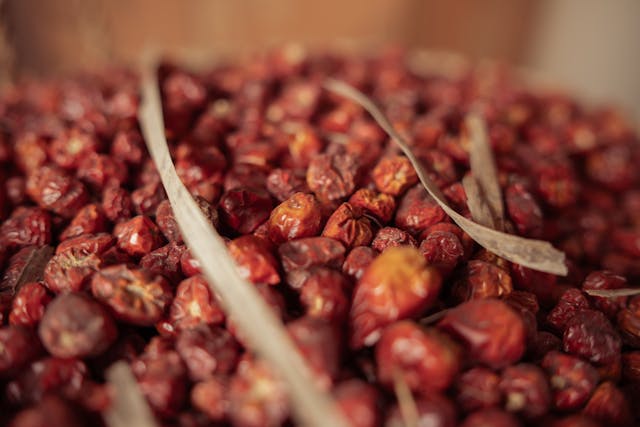Dried jujube fruits commonly known as red Chinese dates, a stone fruit used in Asian diets for immunity and vitality