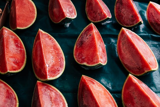 Watermelons are rich in bicarbonate which regulate blood pH by balancing acidity and alkalinity.